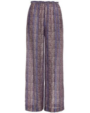 Devotion Elastic-waist Patterned Pants - Purple
