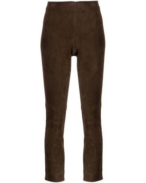 Vince Cropped Suede Trousers - Brown