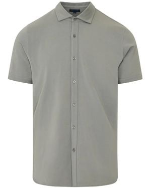 Patrick Assaraf Short-Sleeve Button-Up Shirt - Grey