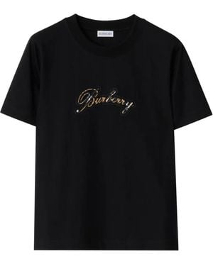 Burberry Camiseta con logo en cursiva - Negro