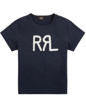 RRL T-Shirt Mit Grafischem Logo - Blau