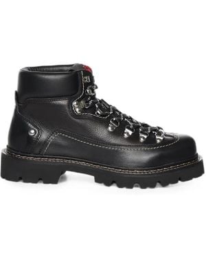 DSquared² Lace-Up Leather Ankle Boots - Black