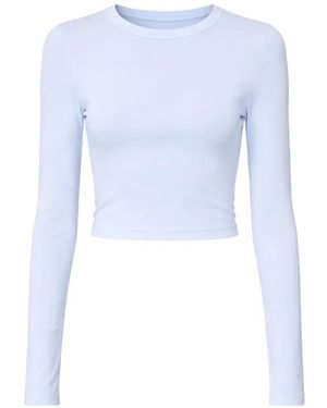Enza Costa Long-Sleeve Crop Top - Blue