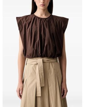 ViCOLO Gathered Tie-Fastening Blouse - Brown