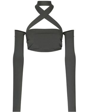 Dolce & Gabbana Top In Viscosa Con Manicotti - Black