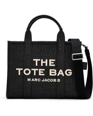 Marc Jacobs Medium Raffia Tote Handbag With Logo For - Black