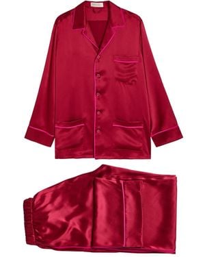 Olivia Von Halle Yves Piped Pajama Set - Red