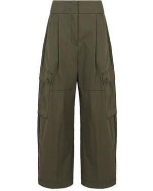 Weekend by Maxmara Pleated Gabardine Trousers - Green