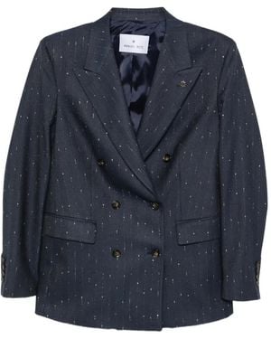 Manuel Ritz Pinstripe Double-Breasted Jacket - Blue