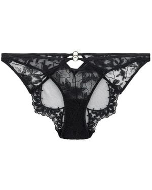 Aubade After Midnight Floral-Embroidered Briefs - Black