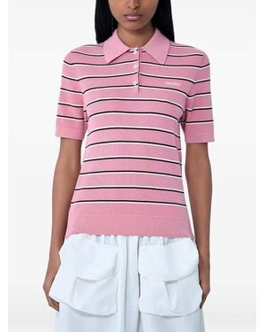 Miu Miu Striped Cotton Polo Shirt - Pink