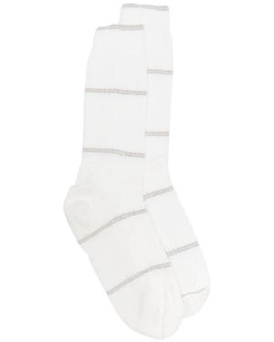 Eleventy Striped Socks - White