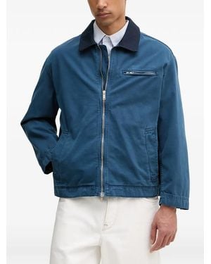 Les Deux Contrast-Collar Zip-Up Jacket - Blue