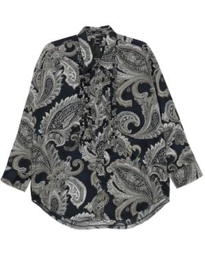 R13 Ruffled Paisley-Print Shirt - Grey