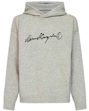 MM6 by Maison Margiela Logo-Print Knitted Hoodie - Grey