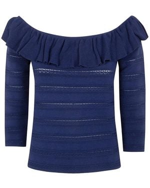 Blugirl Blumarine Ruffled Off-Shoulder Jumper - Blue