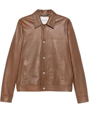 Jacob Cohen 'Trucker' Leather Jacket - Brown