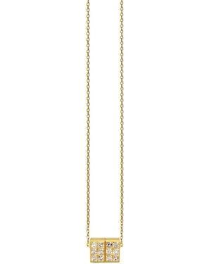 Shihara 18Kt 01 Diamond Cube Necklace - Metallic