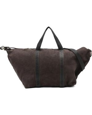 Guidi Zip Suede Tote Bag - Black