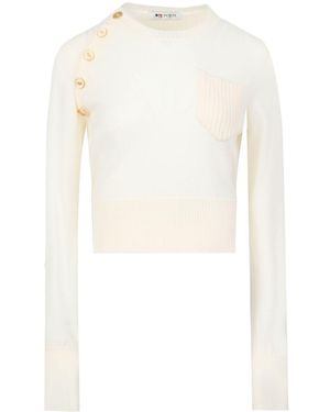 Ports 1961 Logo-Button Wool Jumper - White