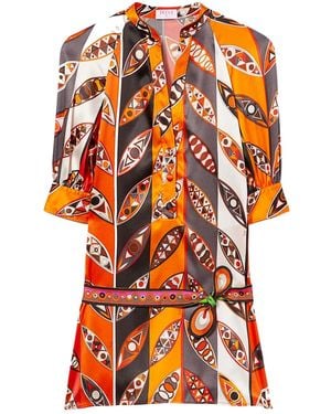 PUCCI Robe-Chemise Courte À Imprimé Girandole - Orange