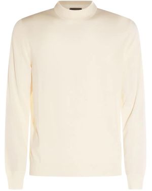 Zanone Mock-neck ribbed sweater - Natur