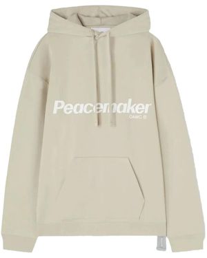 Oamc Peacemaker Flower-Print Logo Hoodie - Natural