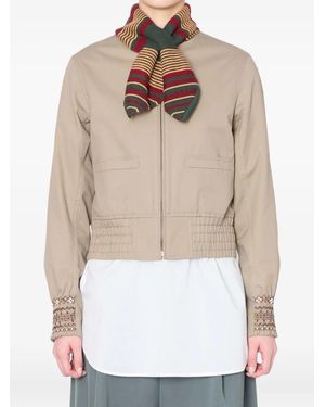 Kolor Beaded-Cuff Cropped Jacket - White