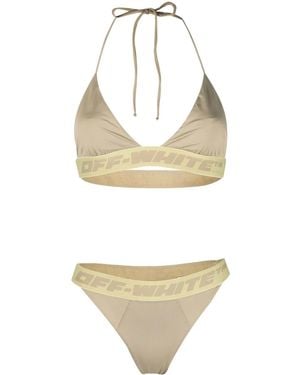 Off-White c/o Virgil Abloh Logo-Band Bikini Set - Natural