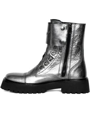 Zadig & Voltaire Joe Fast Metallic-Effect Leather Combat Boots - Black