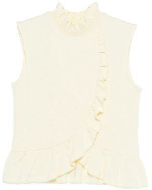 Sandro Mock-Neck Blouse - Natural