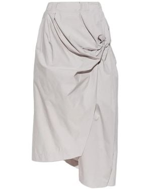 Issey Miyake Asymmetric Draped Midi Skirt - White