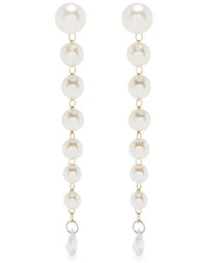 Mizuki 14Kt Sea Of Beauty Pearl And Diamond Earrings - White