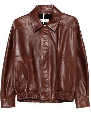 Nour Hammour Veste Bomber Dalme En Cuir - Marron