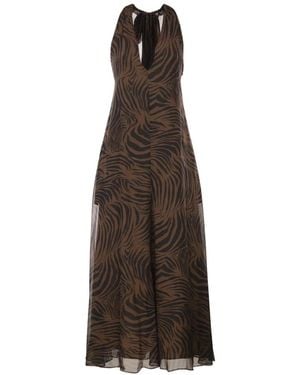 Max Mara Zebra-Print Maxi Dress - Brown