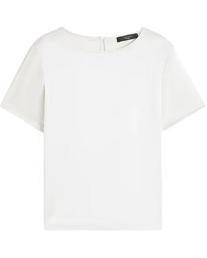 Weekend by Maxmara Satin Keyhole-Back T-Shirt - White