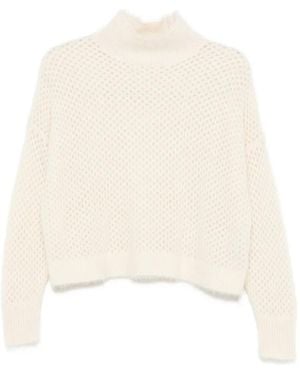 Antonelli Lochstrick-Pullover Mit Stehkragen - Weiß