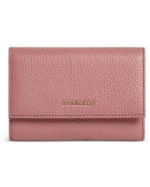 Coccinelle Medium Metallic Logo-Lettering Wallet - Pink