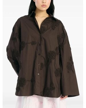 ROTATE BIRGER CHRISTENSEN Flower Oversized Shirt - Black