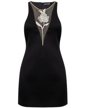David Koma Crystal-Rose Mini Dress - Black