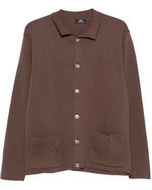 Barba Napoli Button Patch-Pocket Cardigan - Brown