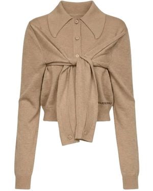 Marine Serre Wrapped Hybrid Cardigan - Natural
