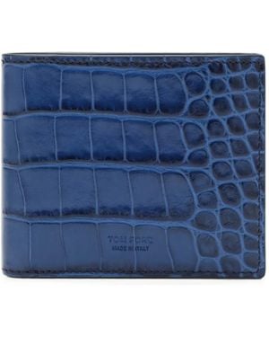 Tom Ford Crocodile-Effect Leather Wallet - Blue