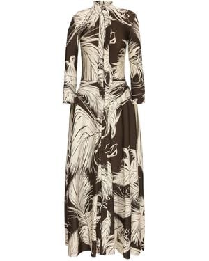 Oscar de la Renta Feather Jersey Midi Dress - White