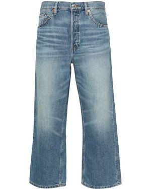 RE/DONE Jeans Crop A Vita Media - Blu