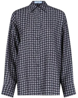 Prada Paisley-Print Silk Shirt - Blue