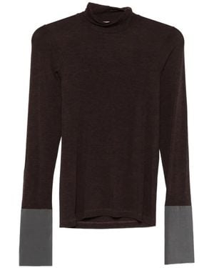 Alysi Contrast-Cuff High-Neck Sweater - Black