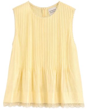 Edward Achour Paris Sleeveless Pleated Blouse - Yellow