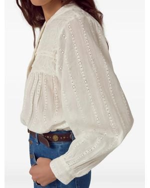 MAISON HOTEL Schiffli-Embroidered Smocked Shirt - Natural