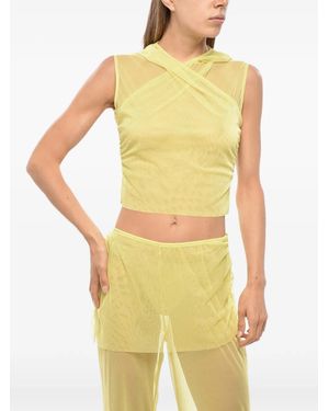 Exilia Ruched Hooded Tank Top - Yellow